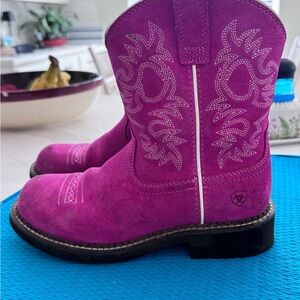 Ariat Pink Suede Cowgirl Boots